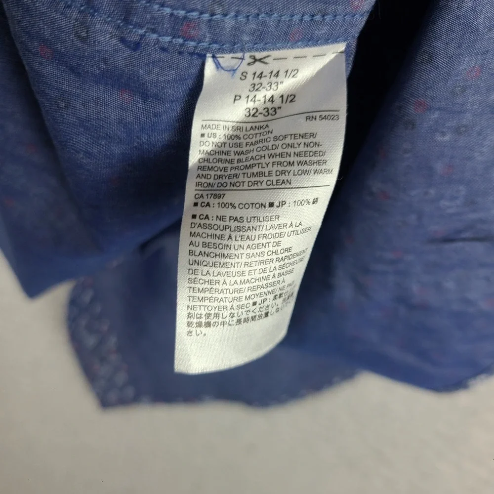 Banana Republic Dress Shirt Mens Small Blue Floral Non Iron Slim Fit Button Up *